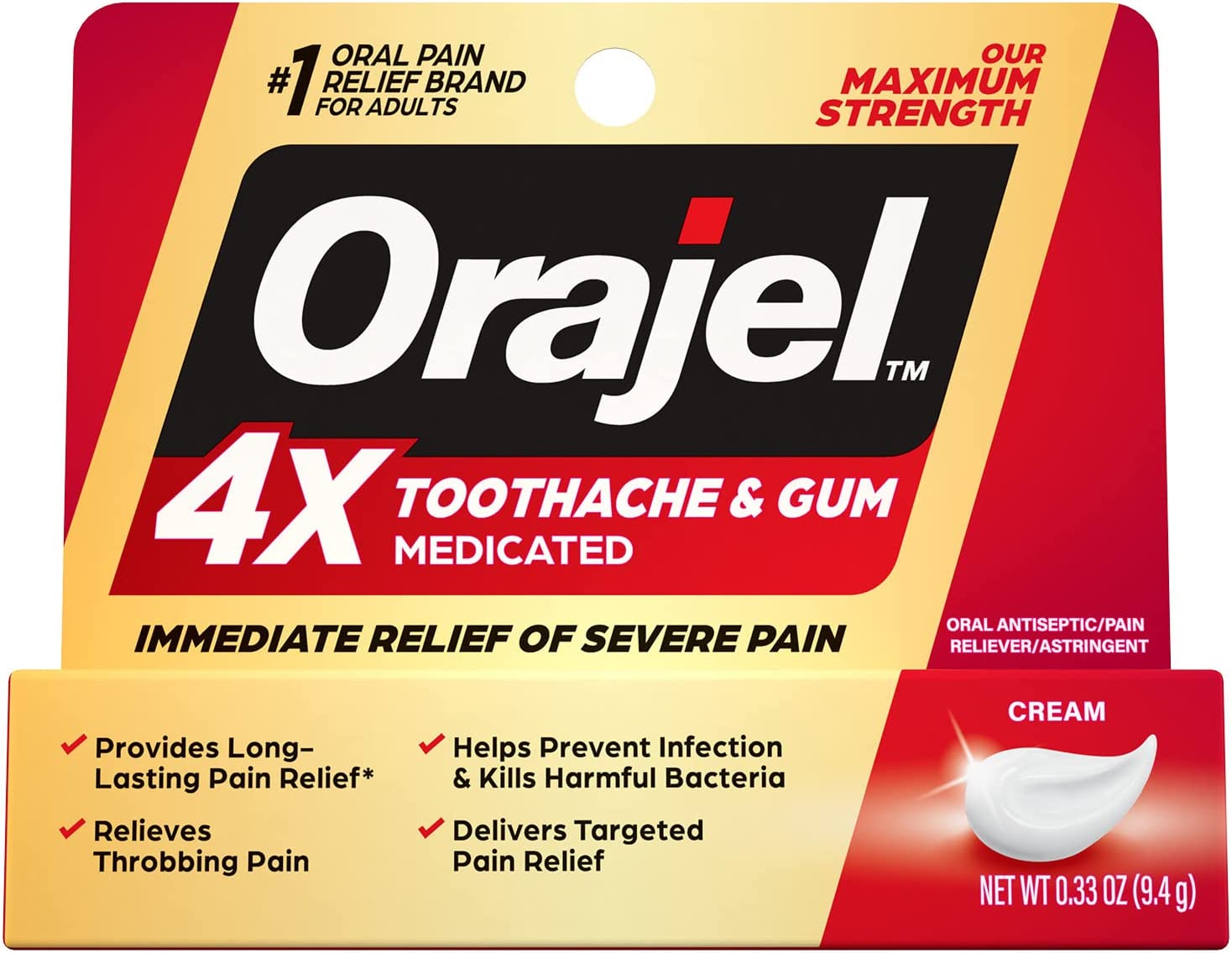 Orajel, Orajel Adult 4X Toothache Cream .33oz Amazon