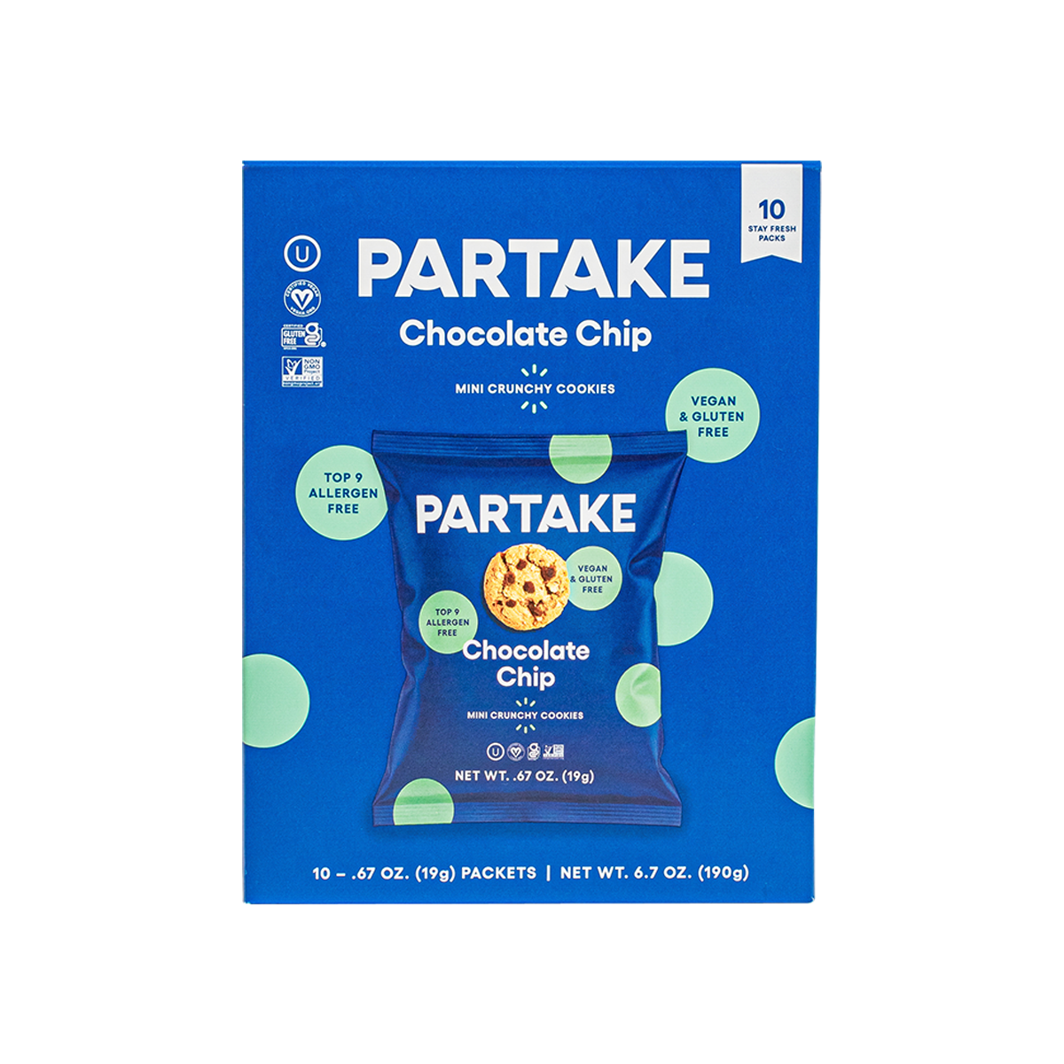 Partake Partake Crunchy Mini Chocolate Chip Cookie Snack Packs