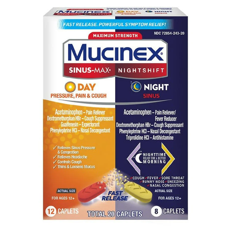 Mucinex, MUCINEX® SINUS-MAX® Pressure, Pain & Cough & Nightshift® Sinus Caplets - 24/20 ct.