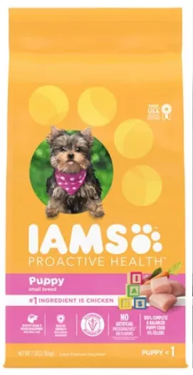 Iams puppy food yellow 2024 bag