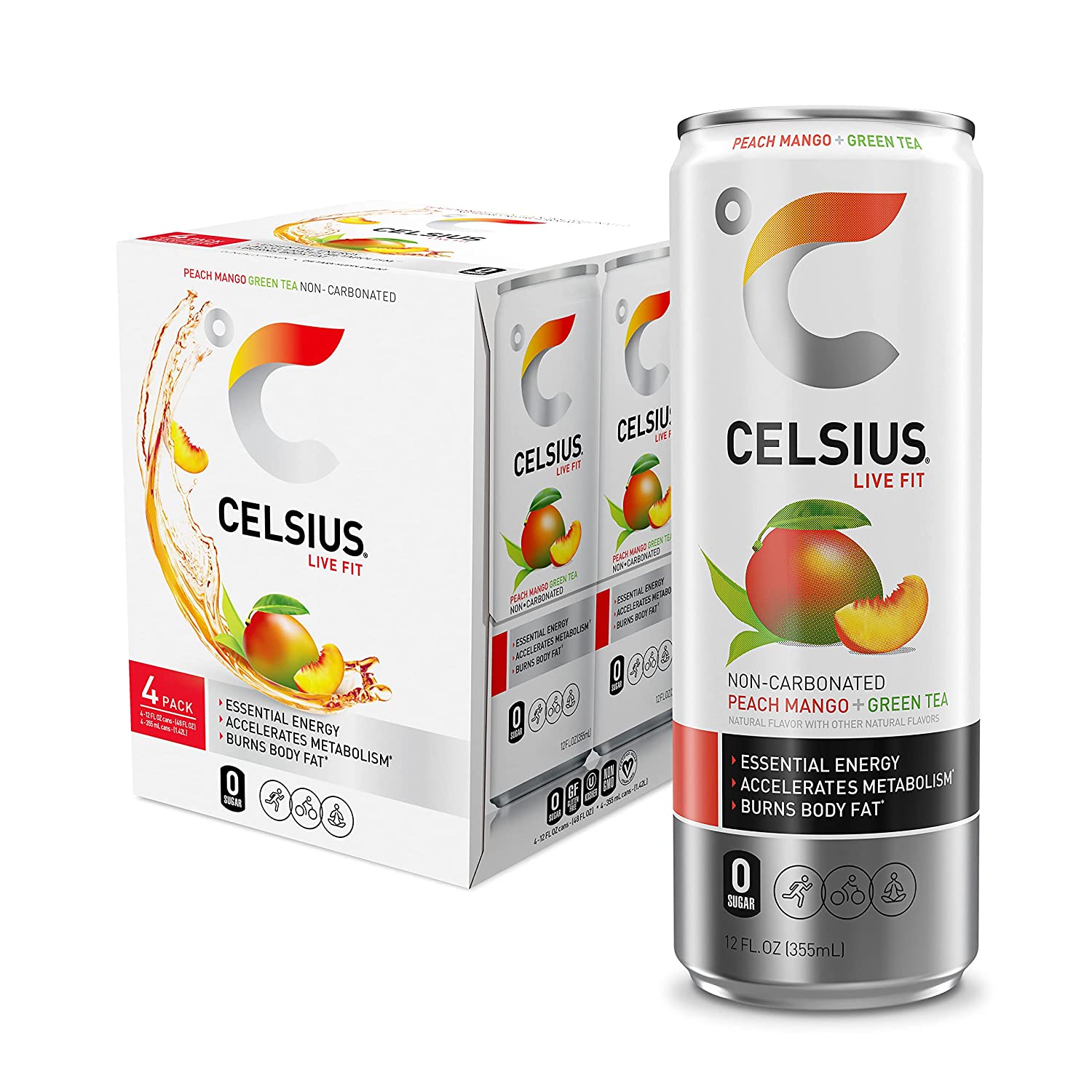 CELSIUS Sparkling Tropical Vibe, Functional Essential Energy Drink 12 Fl Oz  (Pack of 12)