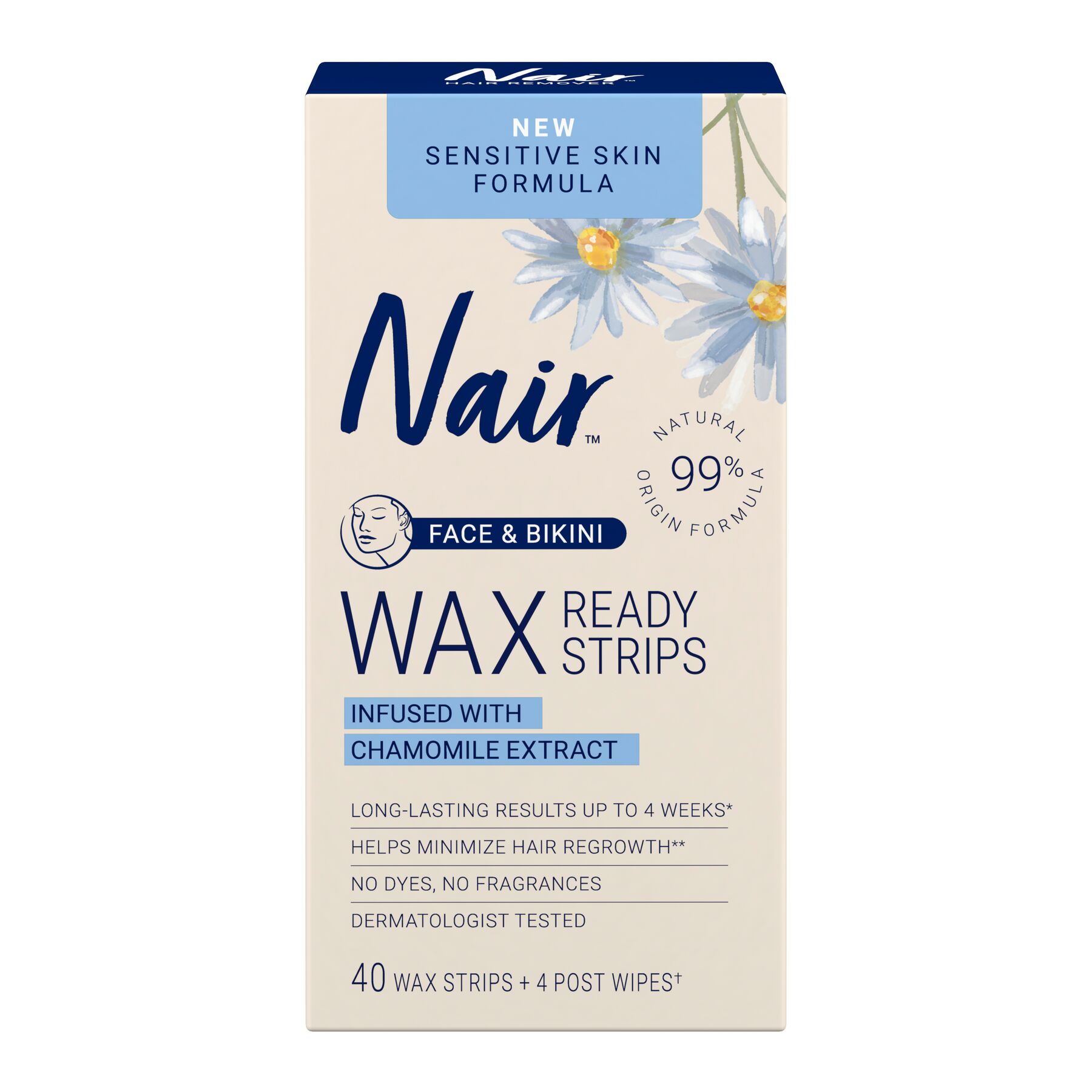 Nair, Nair Sensitive Formula Wax Ready Strips for Face & Bikini